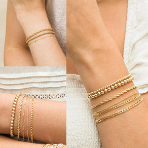 Dainty Bracelets Set for Women Trendy, Gold Bracelets Stack With Beaded, Cuban, Paperclip, Heart, Snake, Rope, Pearl, Cross, Hand Chain (5pcs)