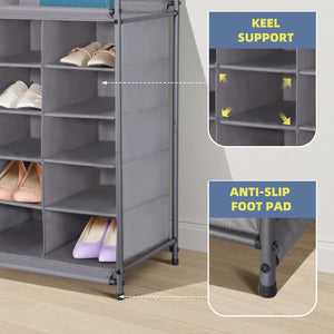 Stackable Shoe Cubby Organizer, Free Standing Shoe Cube Rack for Entryway, Bedroom, Apartment, Closet, 20-Cube Gray