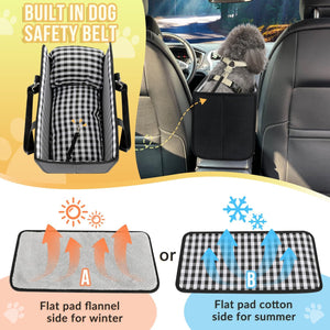 Console Dog Car Seat - Portable Dogs Armrest Booster Seat for Small Dog, Support Pet Up to 11lbs (Black)