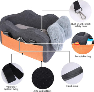 Dog Car Seat for Small Dog Center Console Seat Pet Booster Seat for Car Puppy Car Seat for Small Dogs(Dark Gray)