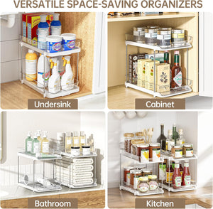 2-Tier Multi-Purpose Bathroom Cabinet Organizer, Pull Out Under Sink Organizers and Storage