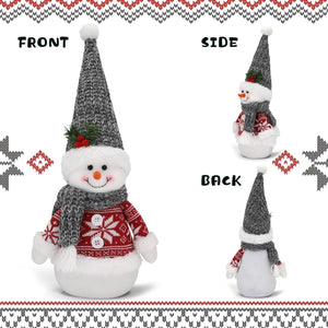 Large Winter Christmas Snowman Plush Decor - 16.5inch Cozy Winter Holiday Decor, 2 Pack