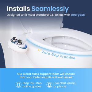 Fresh Water Non-Electric Bidet Attachment for Toilet Seat, Adjustable Water Pressure, Rear Wash (White)