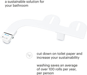 Thinline Essential Bidet Attachment for Toilet Seats with Adjustable Water Pressure, Side Arm Control, Thin Profile, White (Single Nozzle)