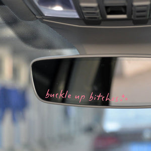 2PCS Buckle Up Rearview Mirror Decal, Car Sticker Mirror Decal, Rearview Mirror Decal