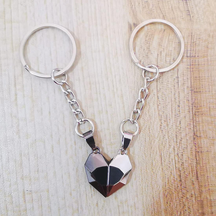 Two Souls One Heart Keychain for Couple Wishing Stone Creative Matching Keyring