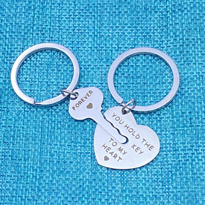 2Pcs Couple Gifts Annyversary Keychain Set for Boyfriend Girlfriend, You Hold The Key to My Heart Couple Keychains