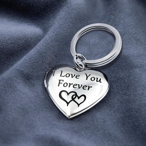 Silver Heart Locket Keychains For Women Black Silver Locket Key chain that Hold Pictures Photo Keychain as Gifts