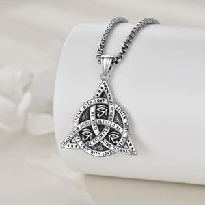 Eye of Horus Necklace for Men Sterling Silver Gold Plated Celtic Knot Pendant Punk Gothic Religious Jewelry Gifts for Men