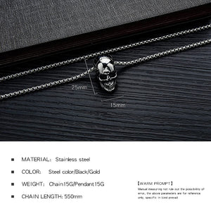 Pirate Necklace Skull Necklace for Men Stainless Steel Necklace Skull Jewelry for Men Gothic
