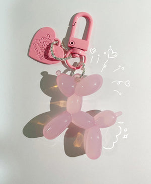 Jelly Balloon Dog Design Keychain for Women, Cute Girls Key Chain, Light Pink