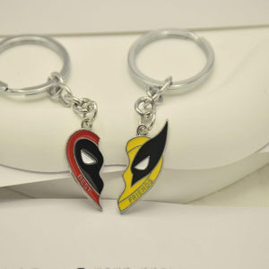 Best Friends Deadpool and Wolverine Keychain Love Heart Friendship Keychains for Women Men Couples Friends Gifts