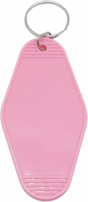 10pcs Blank Hotel Keychains Bulk Vintage Motel Keychain Vinyl HTV printing Keychains DIY Keychain tags (Pink)