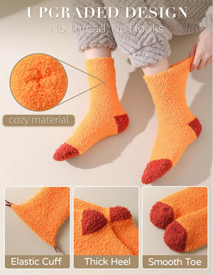 3 Pairs Thanksgiving Socks Fuzzy Fluffy Cozy Funny Novelty Crew Socks for Women Men Fall Autumn Gifts