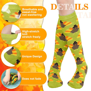 6 Pairs Fall Socks Thanksgiving Compression Socks Autumn Socks for Women Men with Turkey, Maple, 6 Design