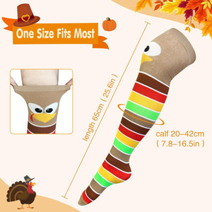 Chicken Leg Socks Thanksgiving Funny Socks for Women Men Novelty Crazy Chicken Feet Sock Knee-High Turkey Gag Gifts, Brown