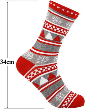 5 Pairs Christmas Holiday Socks Womens Christmas Socks Crew Knee Cozy Socks Fuzzy Christmas Crew Socks