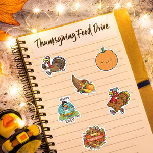 100PCS Fall Stickers Pack, Thanksgiving Turkey Pumpkin Stickers for Kids, Autumn Waterproof Vinyl Gift Stickers