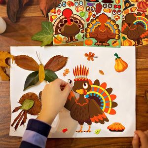 36 Sheets Thanksgiving Stickers Crafts for Kids, Thanksgiving Turkey Crafts Stickers, Turkey