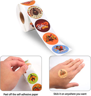 600 Pieces Funny Thanksgiving Stickers Assortment Turkey Design Roll Stickers for Party Favors Supplies