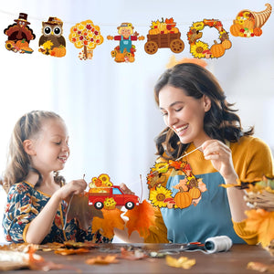 64 Pcs Fall DIY Craft Kits for Kids Make Your Own Fall Sticker Set Thanksgiving Pumpkin Maple Leaves