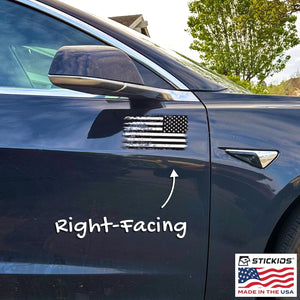 White & Black American Flag Decals (Mirrored 2-Pack) - Thin White Line Stickers for Cars & Windows (5.9 x 3.3 Inches Each)