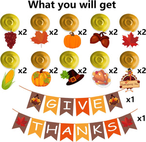 42Pcs Thanksgiving Decorations Pre-Assembled GIVE THANKS Banner Hanging Swirls