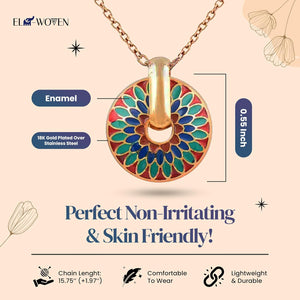 18k Gold Pendant for Women - Flower Enamel Simple Pendants - Dainty Jewelry for Women - Handmade