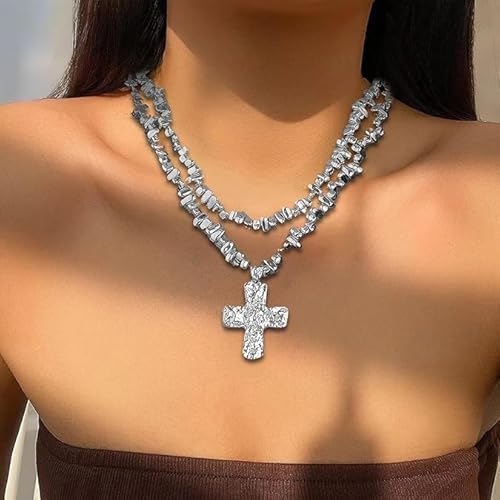 Cross Necklace for Women Gold Beaded Necklace Stylish Cross Pendant Necklace