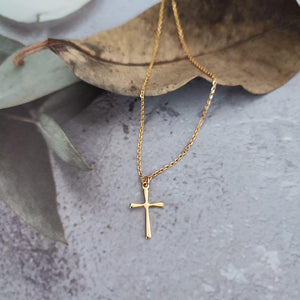 Sterling Silver Cross Necklace for Women, Length 16-18 Inches, Gold