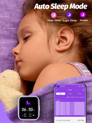 Smart Girls Watch for Kids Smart Watch Gifts for 4-16 Years Old with Sleep Model, Purple