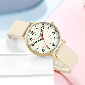 Nurse Watches for Women Medical Professionals, Students with Luminous Easy Read Military Time, Starlight Gold