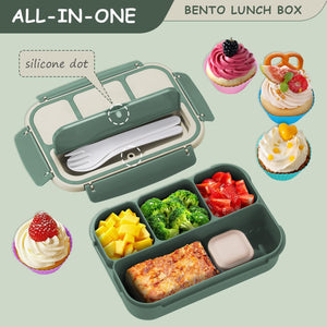 Bento Box Adult Lunch Box, Bento Box for Kids, 1200 ML Lunch Containers for Adults, Food Storage Container With 4 Compartments, Green