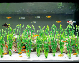 Artificial Seaweed Water Plants for Aquarium, Plastic Fish Tank Plant Decorations 10 PCS (Green)