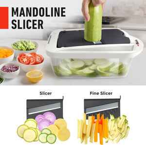 10-in-1, 8 Blade Vegetable Chopper, Onion Mincer, Cutter, Dicer, Egg Slicer with Container