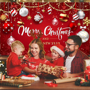 Merry Christmas Party Decoration Christmas Photo Banner Signs Xmas Party Decoration Supplies (Ball)