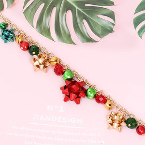 Christmas Necklace X-Mas Jingle Bell Necklaces Present Bow Pendant Necklace Present for Women Girls