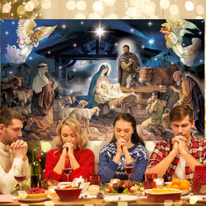 Christmas Decoration Christmas Religious Backdrop Holy Nativity Photography Background Christmas, 73 x 43 In