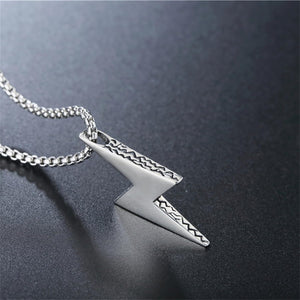 Lightning Bolt Necklace for Men Women Titanium Steel Punk Hip Hop Necklace