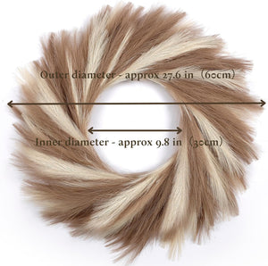 27'' Faux Pampas Wreath for Front Door, Artificial Pampas Wreath for All Seasons  (Ivory&Taupe)