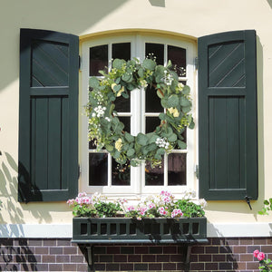 20'' Eucalyptus Wreath Spring Summer Green Wreath with White Berries for Home