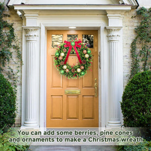 Artificial Boxwood Wreath Front Door Wreaths Artificial Spring Summer Greenery Hanging with A Plaid Bowand Sash