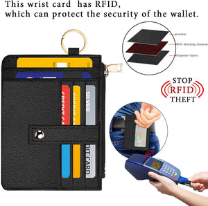 Small Wristlet Wallet for Women Wallet Keychain Wristlet Rfid , Black