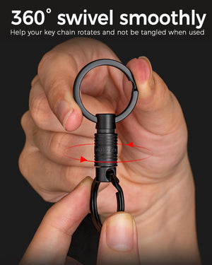 Titanium Quick Release Keychain, Rotatable Pull Apart Key Chain, Detachable Key Rings for Men Women, Black