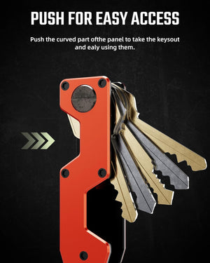 Key Organizer Compact Key Holder Metal Key Chain Minimalist, Orange