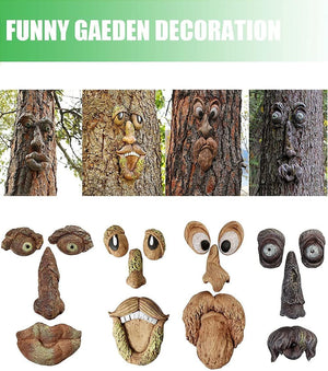 2 Inch Enlarged Tree Face Outdoor Statues Old Man Tree Hugger Bark Ghost Decoration