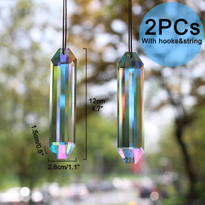 2PCS 5" Large Suncatchers Crystal Prisms, Hanging Sun Catcher with Glass Prism, Rainbow Maker for Windows