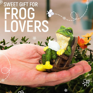 Miniature Frog Garden Statue with Cat Figurine, Frog Gifts, Outdoor Decorations for Yard, 3.14''