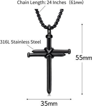 Nail Cross Necklace 316L Stainless Steel Cross Pendant Christian Jesus Jewelry for Men Women