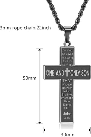 Cross Pendant Rope Chain Necklace Baptism Confirmation First Holy Communion Christening Christian Gifts